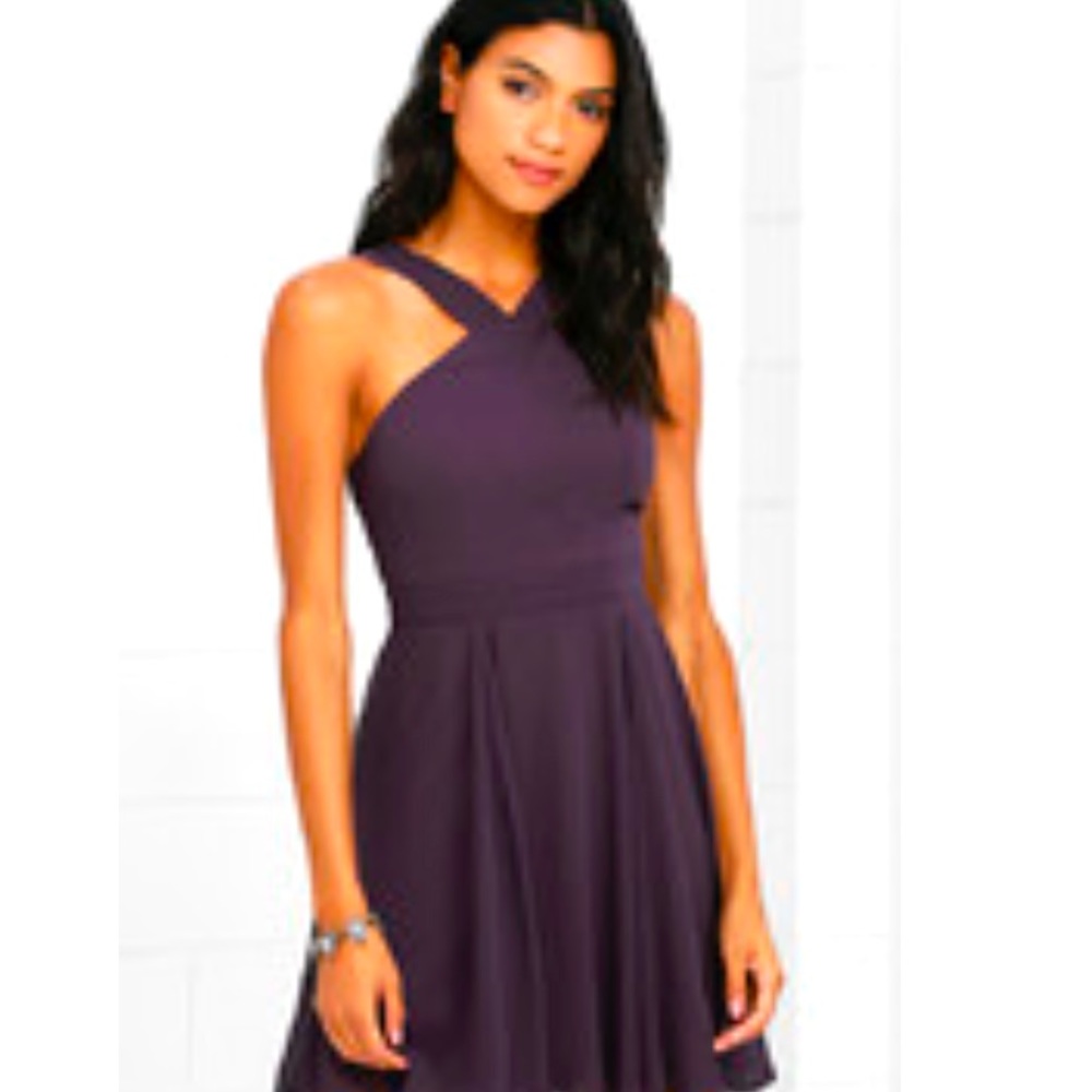 Lulu’s Forevermore Dusty Purple Skater Dress